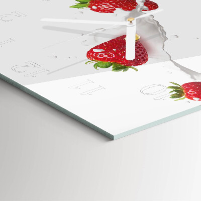 Glass clock square Strawberry