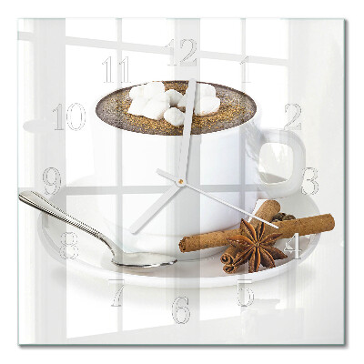 Glass wall clock square Chocolate