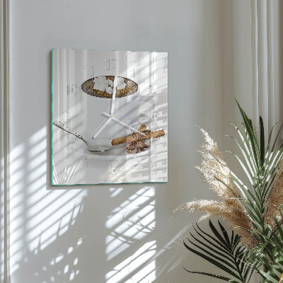 Glass wall clock square Chocolate