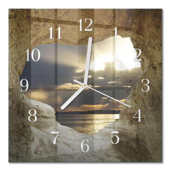 Square wall clock Heart in the rock