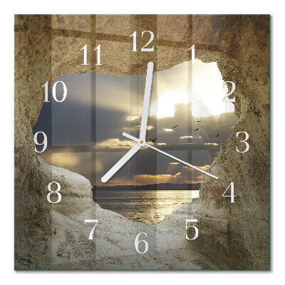 Square wall clock Heart in the rock