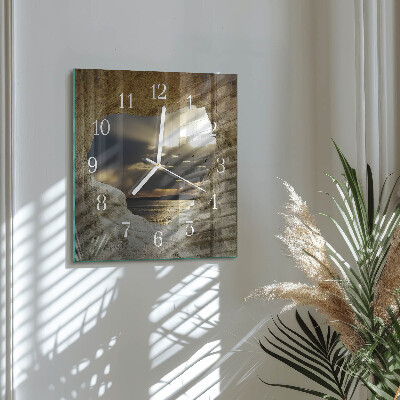 Square wall clock Heart in the rock