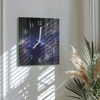 Glass clock square Galaxy