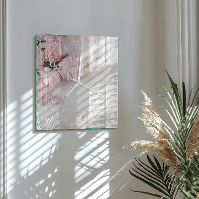 Square wall clock Flowers