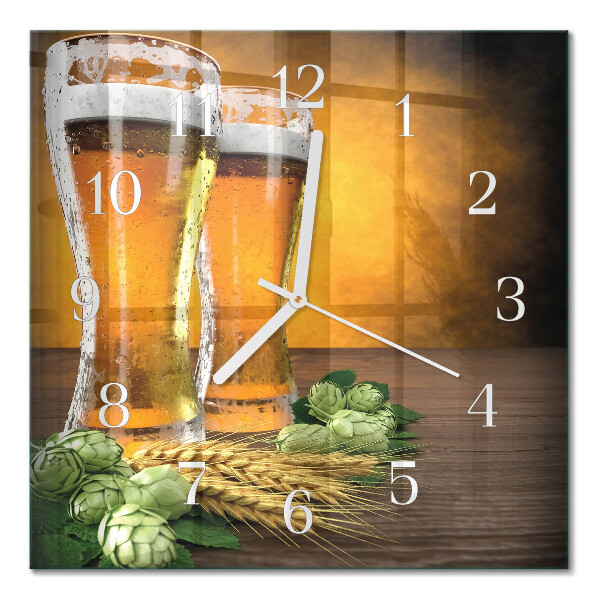 Glass clock square Glasses of beer
