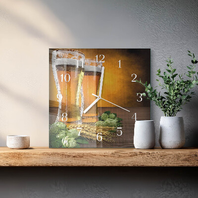 Glass clock square Glasses of beer