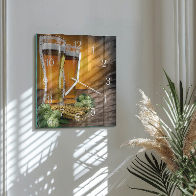 Glass clock square Glasses of beer
