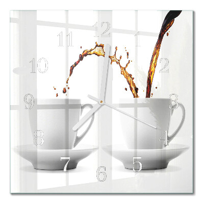 Square wall clock Cups of coffee