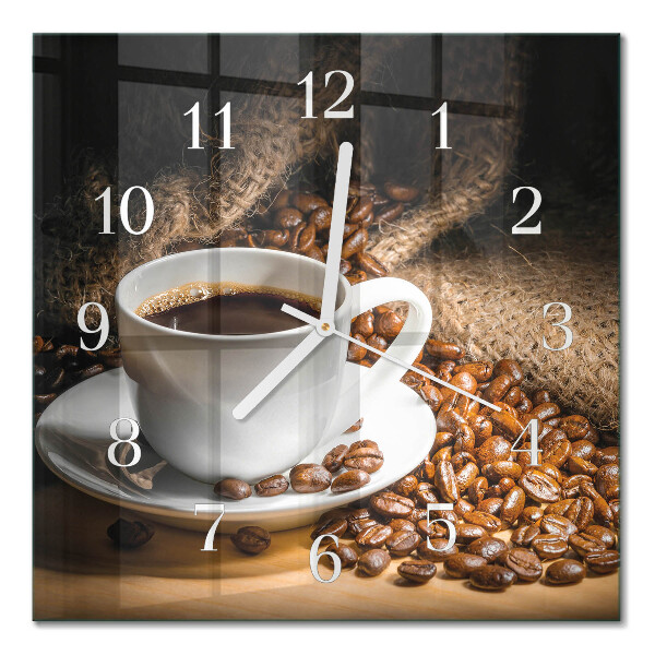 Glass clock square Coffee