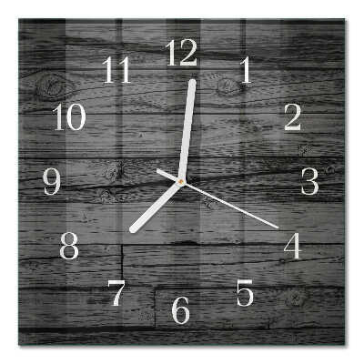 Glass wall clock square Wood