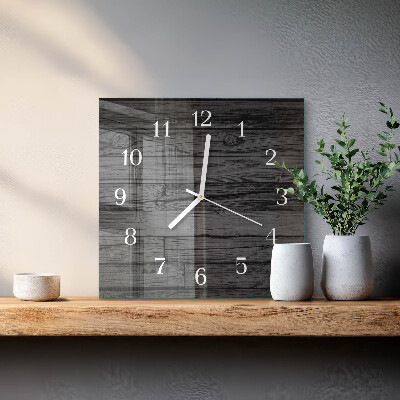 Glass wall clock square Wood