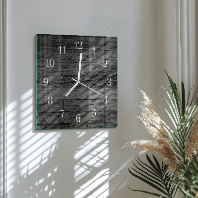 Glass wall clock square Wood