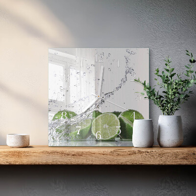 Glass wall clock square Limes