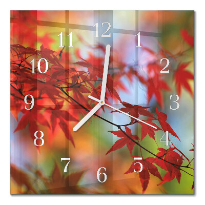 Glass clock square Maple leaves
