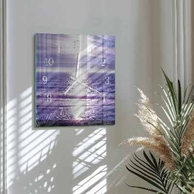 Glass clock square Sea
