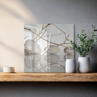 Glass clock square Stones