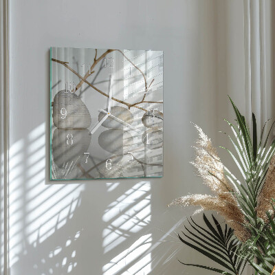 Glass clock square Stones