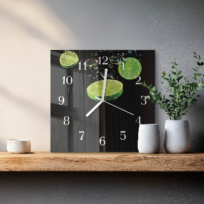 Glass wall clock square Limes