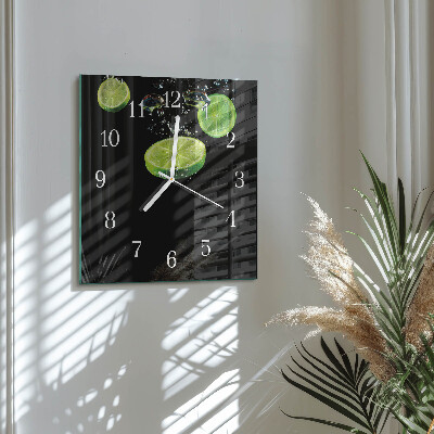 Glass wall clock square Limes