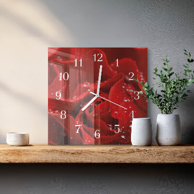 Glass clock square Rose