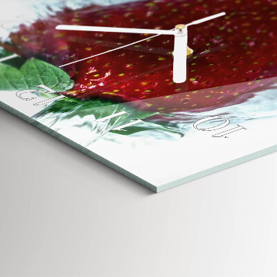 Glass clock square Strawberry