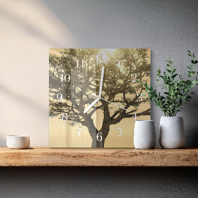 Square wall clock Tree