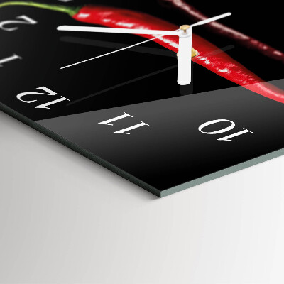 Glass wall clock square Chili pepper