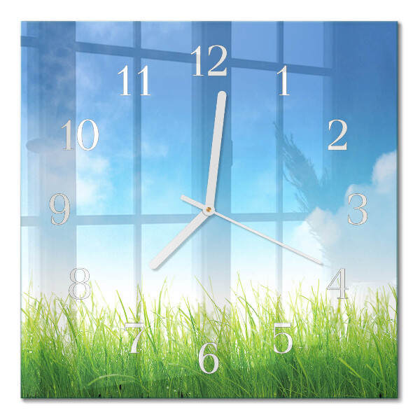 Square kitchen clock Grass