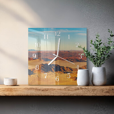 Glass wall clock square Desert