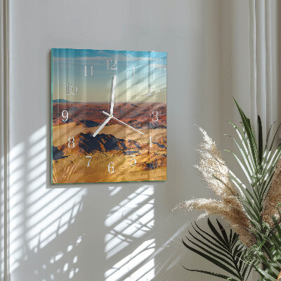 Glass wall clock square Desert