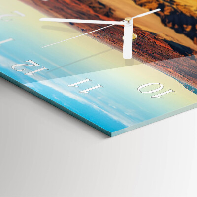 Glass wall clock square Desert