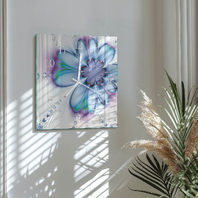 Square kitchen clock Flower