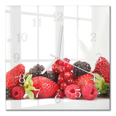 Glass clock square Fruit