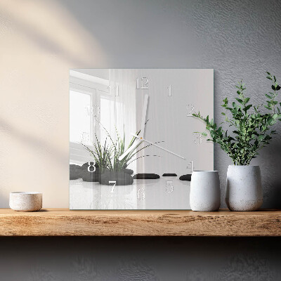 Glass clock square Stones