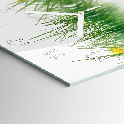 Glass wall clock square Grass