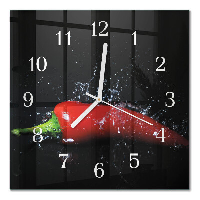 Square kitchen clock Chili peppers