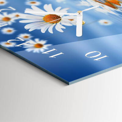 Glass wall clock square Flower