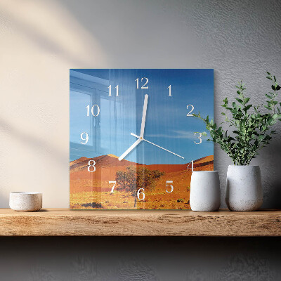 Glass clock square Desert