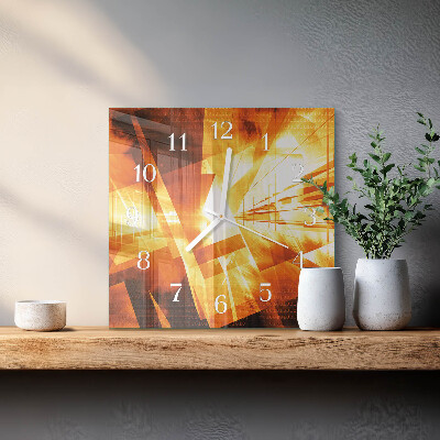 Glass wall clock square Abstraction