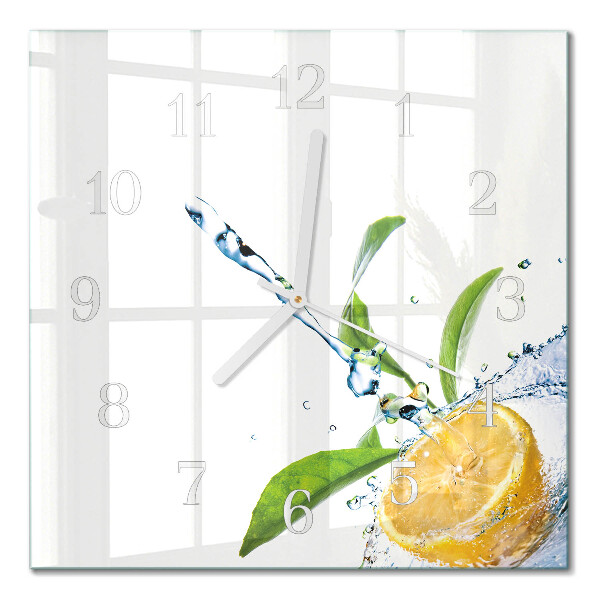Glass wall clock square Citrus