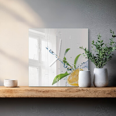 Glass wall clock square Citrus