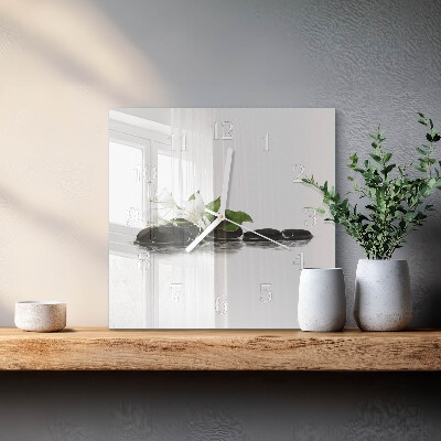 Square kitchen clock Zen stones