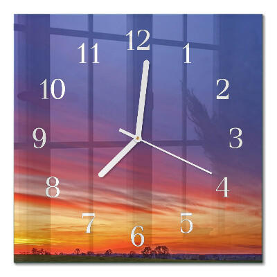 Glass wall clock square Field