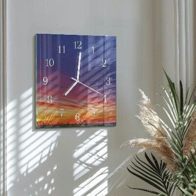 Glass wall clock square Field