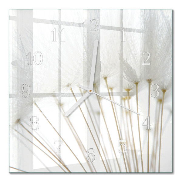Glass clock square Dandelion