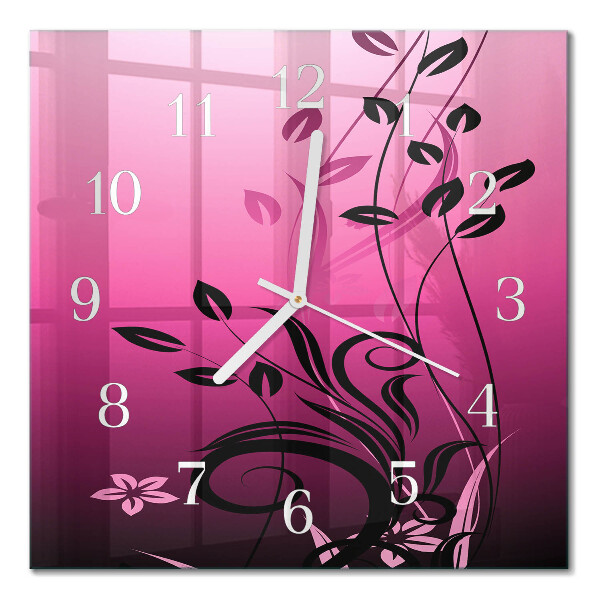 Square kitchen clock Floristic art