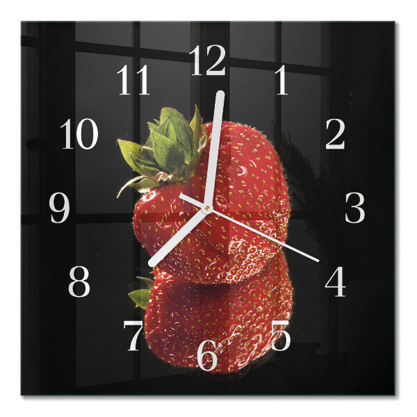Glass wall clock square Strawberry