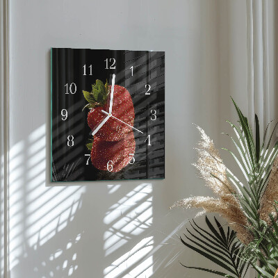 Glass wall clock square Strawberry