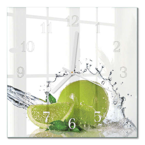 Glass clock square Water with lime