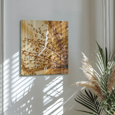 Glass wall clock square Dandelion
